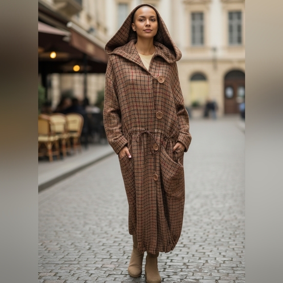 Other Jackets & Blazers - 90's Italian Oversized Plaid Wool Coat